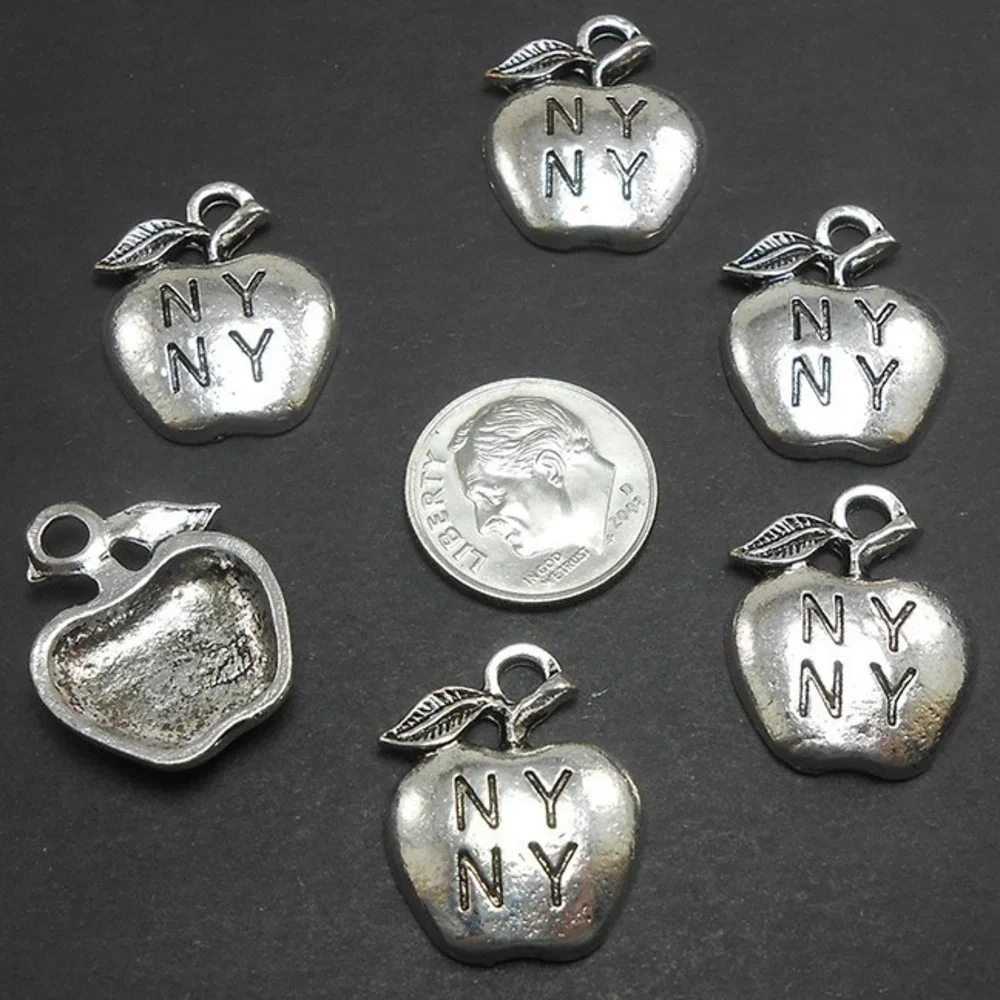 6pcs NY Apple Charms for jewelry making